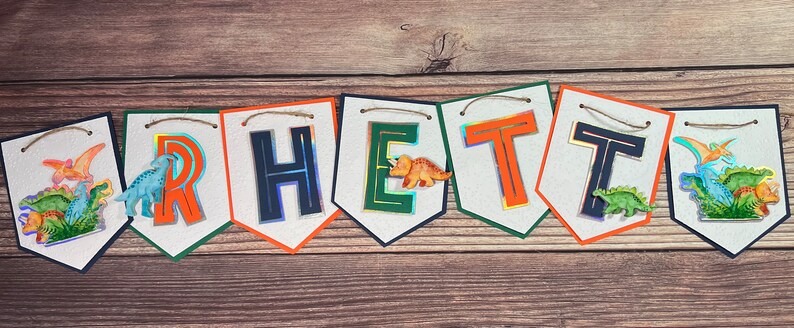 Spell Rhett Dinosaur Happy Birthday Banner | Dino Party Decorations | Custom ...