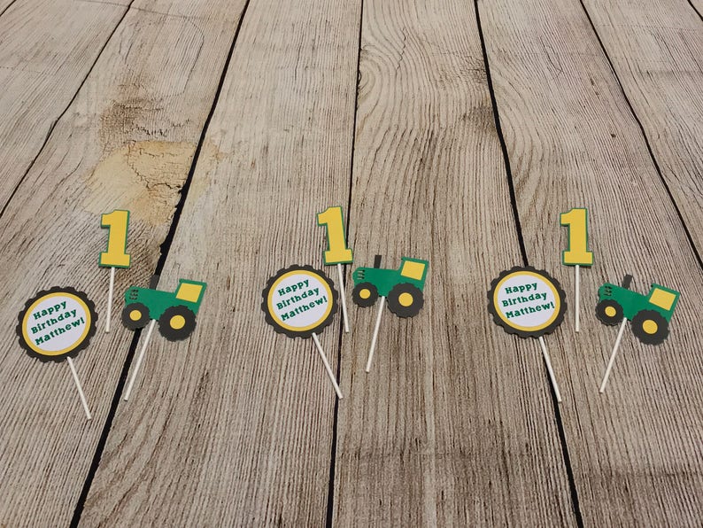 John Deere Birthday Tractor Customizable Cupcake Topper Etsy