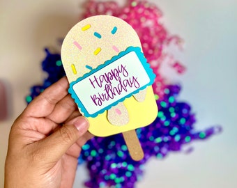 Ice Cream Popsicle Gift Card Money Holder | Happy Birthday Card | Thank you Card | Greeting Card Alternative | Birthday Gift | Thankyou Gift
