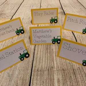 Tractor Food Place Cards Farmyard Food Tent Cards Barnyard Birthday Food Name Card Retirement Party Tent Cards Custom Party Supplies Bild 1