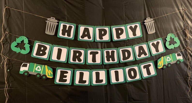 Garbage Truck Birthday Banner Trash Truck Decoration Trash Bash Birthday Trash Truck Birthday Decoration