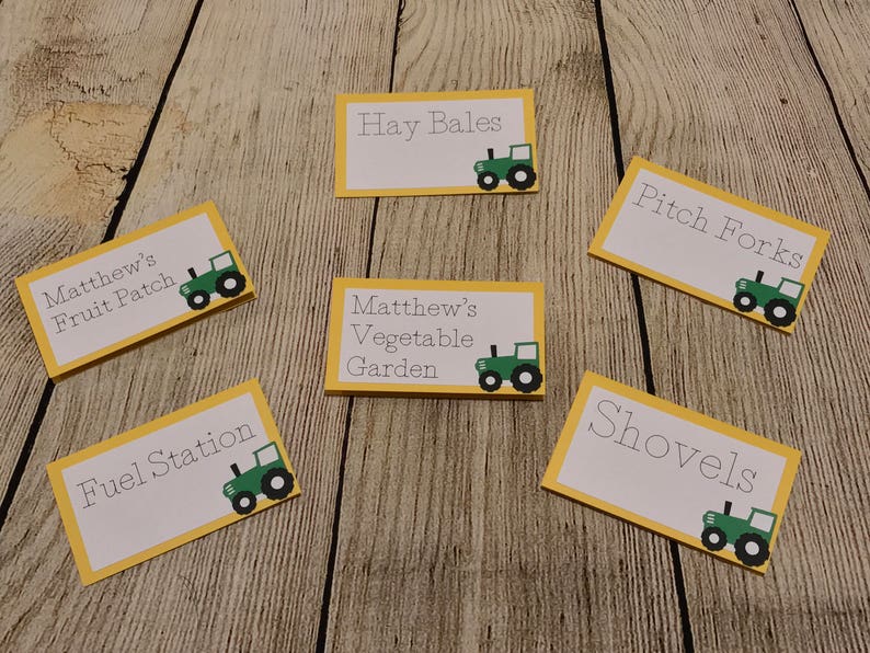 Tractor Food Place Cards Farmyard Food Tent Cards Barnyard Birthday Food Name Card Retirement Party Tent Cards Custom Party Supplies Bild 3