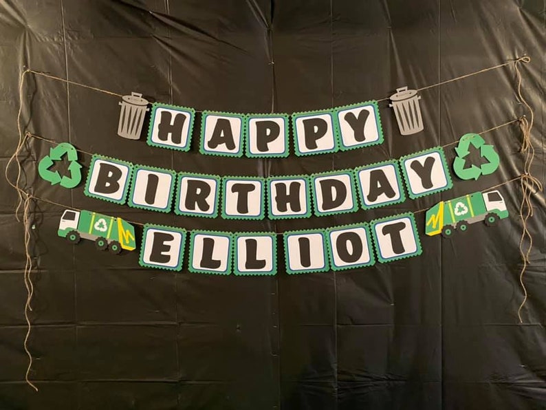 Garbage Truck Birthday Banner Trash Truck Decoration Trash Bash Birthday Trash Truck Birthday Decoration