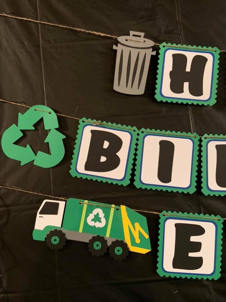 Garbage Truck Birthday Banner Trash Truck Decoration Trash Bash Birthday Trash Truck Birthday Decoration