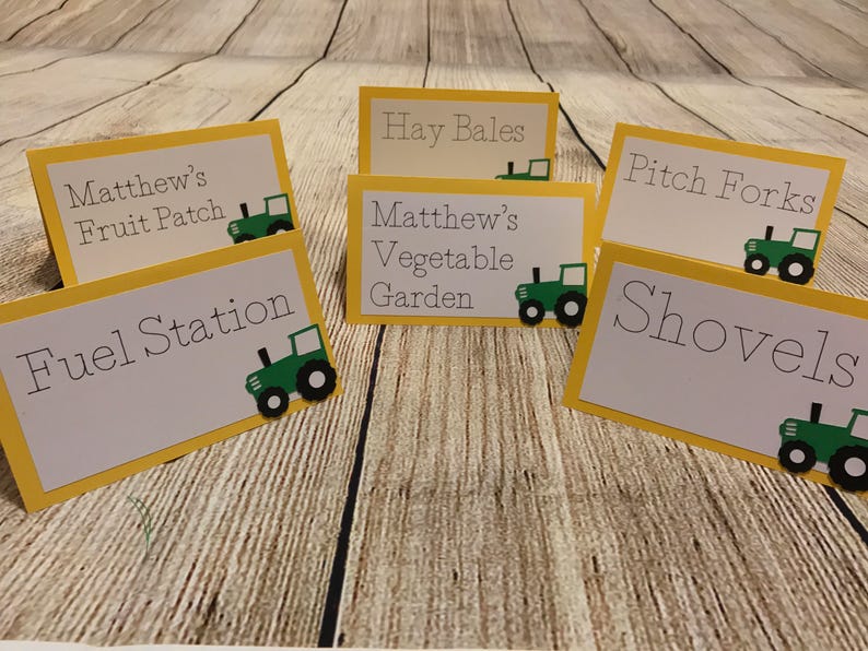 Tractor Food Place Cards Farmyard Food Tent Cards Barnyard Birthday Food Name Card Retirement Party Tent Cards Custom Party Supplies Bild 2