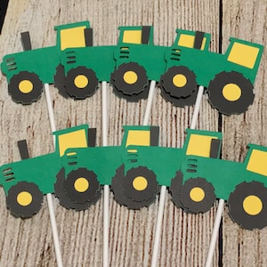 John Deere Birthday Inspired Tractor Cupcake Topper - Etsy