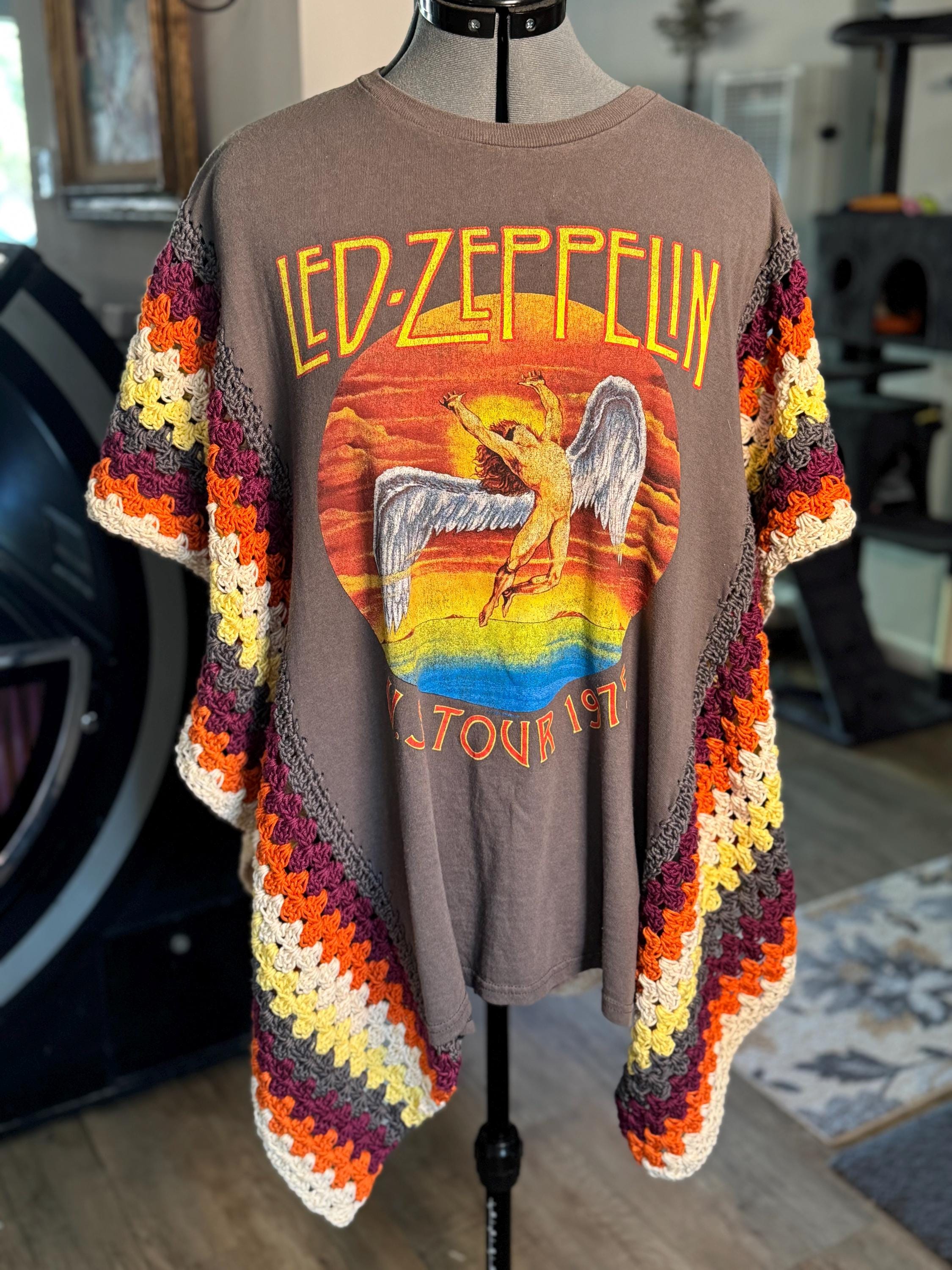 Upcycled Crocheted T-shirt Poncho - Etsy