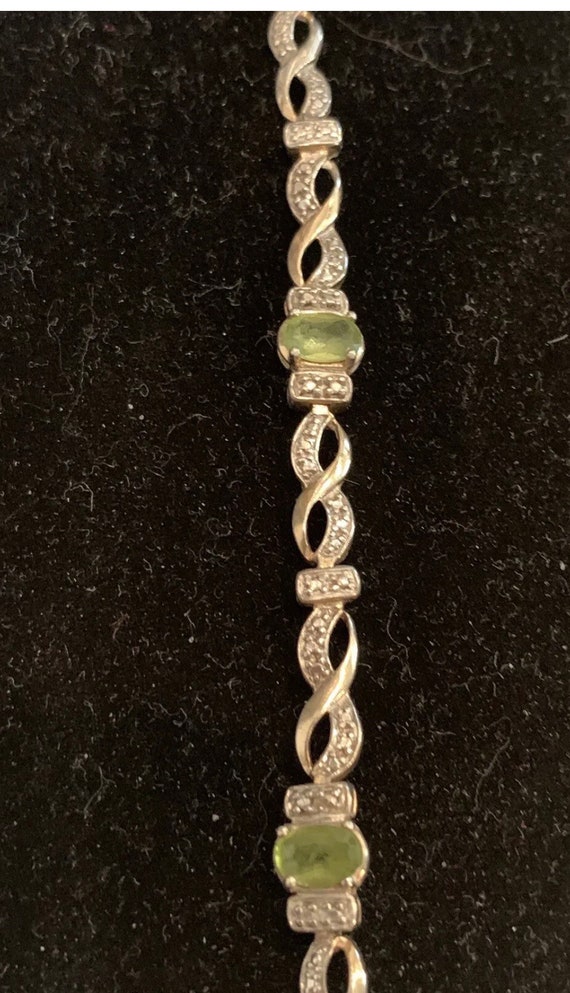 VTG Sterling Silver & Peridot Bracelet, Gold Acce… - image 1