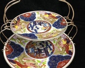 VTG Small 2-Tier Imari Treat or Trinket Dish. 6.5 39 tall