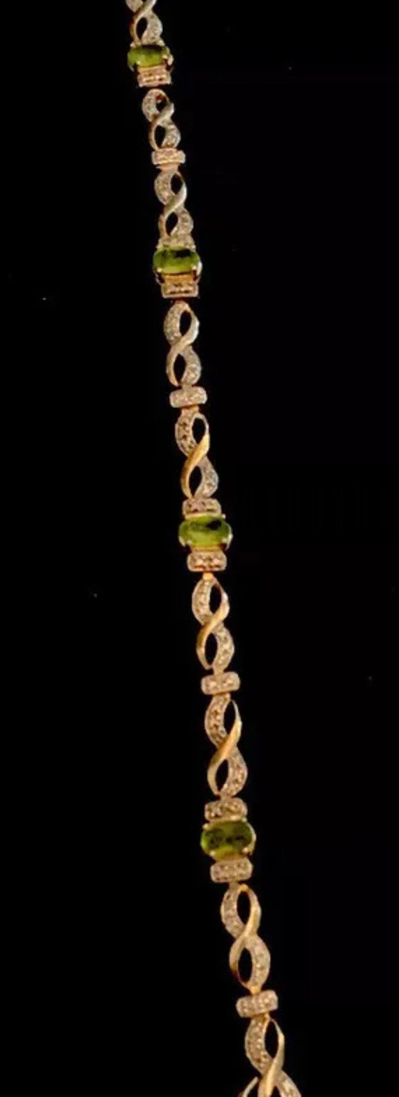 VTG Sterling Silver & Peridot Bracelet, Gold Acce… - image 4