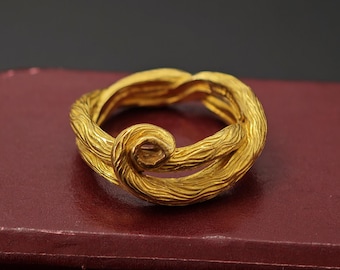 Anello vintage con intreccio astratto e brutalista in oro 18k di Angela Cummings, misura 7,5