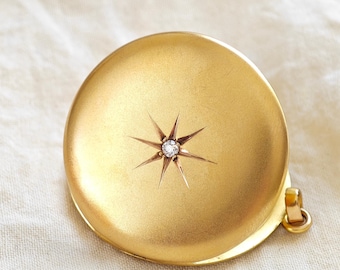 Ciondolo a forma di stella con diamanti taglio Old Mine, antico, in oro 10 carati, senza monogramma.