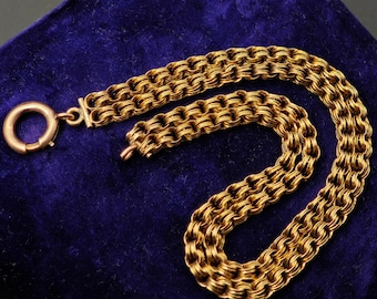 Estensione per bracciale a doppio filo con maglie intrecciate in oro 14K vittoriano con chiusura e attacco in oro 9K – 7 7/8 pollici