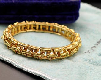 Authentic Vintage Tiffany & Co. 18k Yellow Gold Bamboo Link Bracelet, Tiffany and Co, 7"