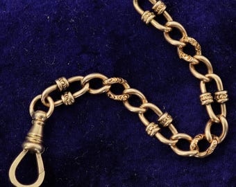 Antique 10k Solid Gold Swivel Dog Clip Chain Extender, Watch Chain Fob Part