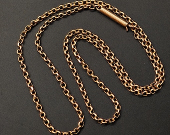 VENDUTO Catena autentica vittoriana in oro 12k, maglia biker Rolo Belcher - 17,25 "antica ornata