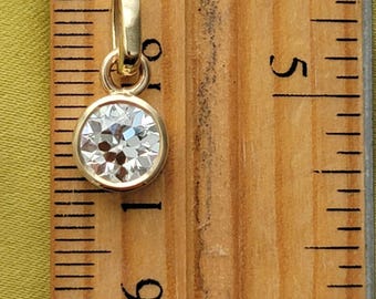 Ciondolo in oro 14k con diamanti taglio antico europeo: castone personalizzato, GIA D VS2