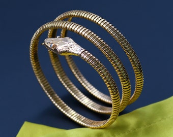 Antique 19.2K Gold Diamond Snake Bracelet: Portuguese High Karat Jewelry