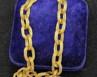 SOLD Vintage 18K Yellow Gold Textured Oval Link Chain Choker Statement Necklace