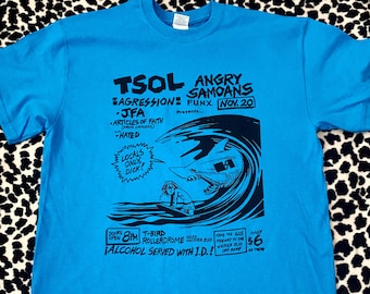 TSOL Vintage 1980's Punk Rock Flyer T-Shirt (Blue)