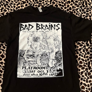 BAD BRAINS T-shirt Hardcore Punk Reggae Metal Tee Men's Black 100