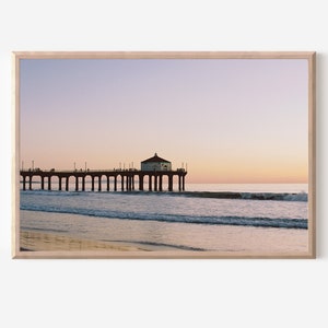 Manhattan Beach Pier on 35mm film /// digital download beach wall art, film photography, ocean print, pier, coastal aesthetic, portra 400 image 1