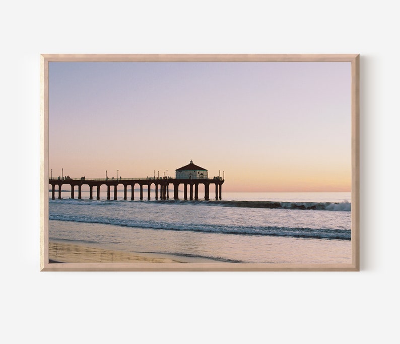 Manhattan Beach Pier on 35mm film /// digital download beach wall art, film photography, ocean print, pier, coastal aesthetic, portra 400 image 1