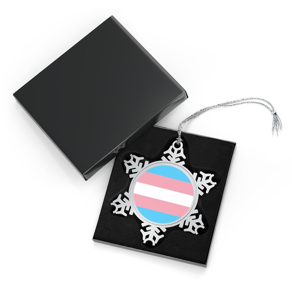 Representation Matters!  Transgender Pride Flag Pewter Snowflake Ornament