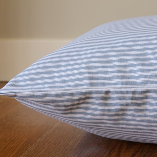 Dog Bed Cover, Blue and White Pinstripe Pet Bed, Medium / Large (25x35")