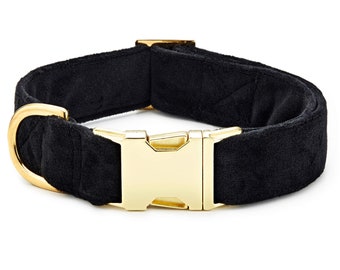 SECONDS SALE: Black Velvet Dog Collar // Velvet Dog Collar //  Modern pet collar with discolored hardware