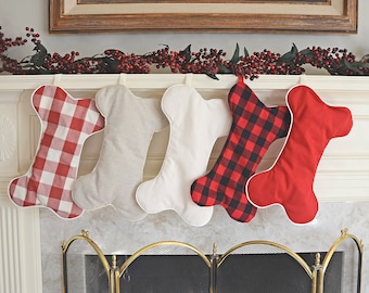 Dog Christmas stocking, bone-shaped pet stocking, dog bone stocking
