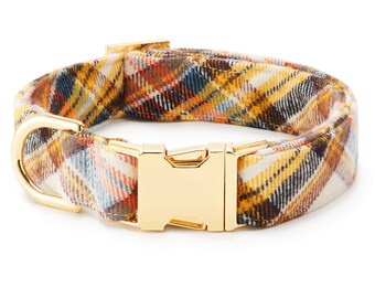 SECONDS SALE: Cornucopia Flannel Dog Collar // Flannel pet collar // Fall/Autumn dog collar // Modern collar with minor scratches