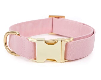 SECONDS SALE: Petal Pink Dog Collar // Solid Dog Collar //  Modern pet collar with discolored hardware
