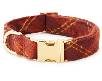 SECONDS SALE: Cider Plaid Dog Collar // Flannel Dog Collar //  Modern pet collar with discolored hardware