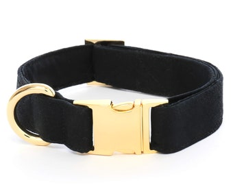 SECONDS SALE: Onyx Dog Collar // Black and gold pet collar // Modern dog neckwear // Collar with minor scratches // Chic dog collar