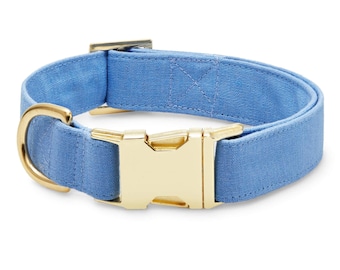 SECONDS SALE: Periwinkle Dog Collar // Solid Dog Collar //  Modern pet collar with discolored hardware