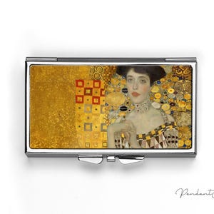 Cute Pill Box, Klimt Adele Bloch-Bauer Gold Portrait, Small Pill Case, Art Nouveau Pill Organizer
