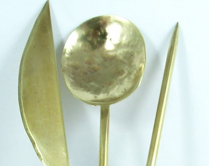 Exquisite Medieval Brass Eating Utensil Set With Belt Pouch Etsy UK