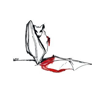 Gothic Bat Art | Digital Bat Sketch |  Bat Illustration | Goth Art - Original Goth Bat art