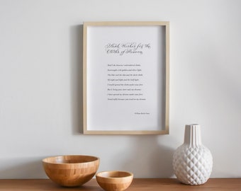 Aedh Wishes for the Cloths of Heaven poem print with calligraphy detail