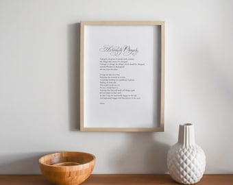 Serenity Prayer print with calligraphy detail