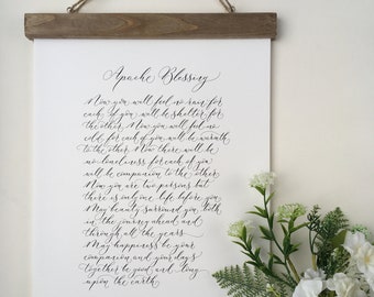 Apache Blessing - high quality calligraphy print of a favourite wedding poem - wedding calligraphy gift