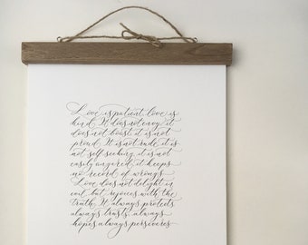 Corinthians wedding reading - Love is patient, love is kind - high quality calligraphy print of a favourite wedding poem