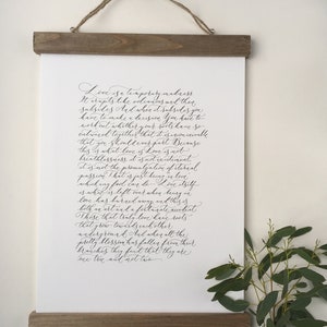 El amor es una locura temporal - impresión de caligrafía de alta calidad de un poema de boda favorito - Extracto de mandolina del Capitán Corelli