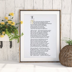 Rudyard Kipling's 'If' poem in gothic hand calligraphy style UNFRAMED reprint, hand finished wall art image 1