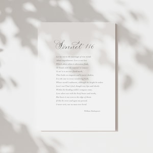 Sonnet 116 Shakespeare print with calligraphy detail