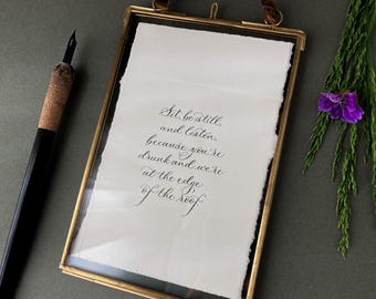 Calmness motivational quote with humour, by Rumi - handwritten in calligraphy