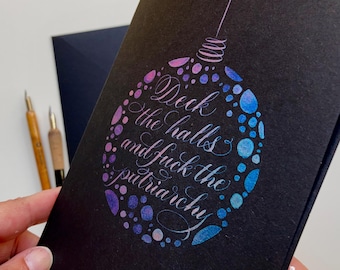 Deck the halls and fuck the patriarchy alternative feminist Christmas card