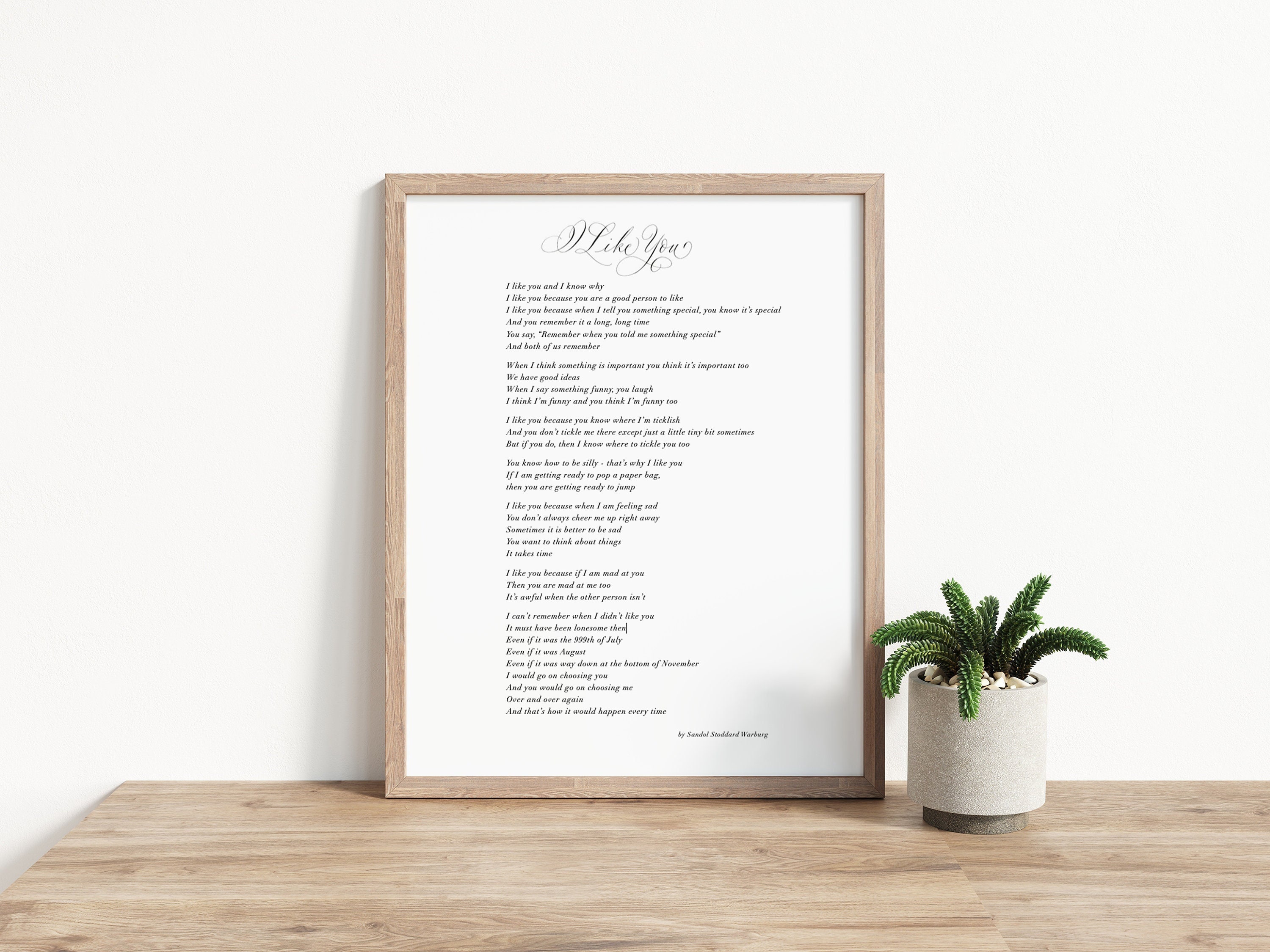 I Like You wedding reading print with calligraphy detail I Like You wedding reading print with calligraphy detail