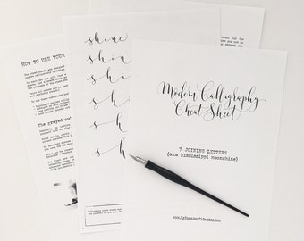 Calligraphy CHEAT SHEET 7 of 9: Joining letters / Instant download calligraphy worksheets, learn calligraphy, modern calligraphy